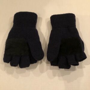 mens large dark blue fingerless gloves with mittens pull over thinsulate